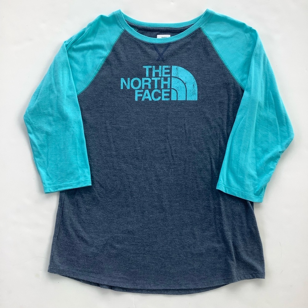 The North Face Kids Raglan Tee in Teal and Navy